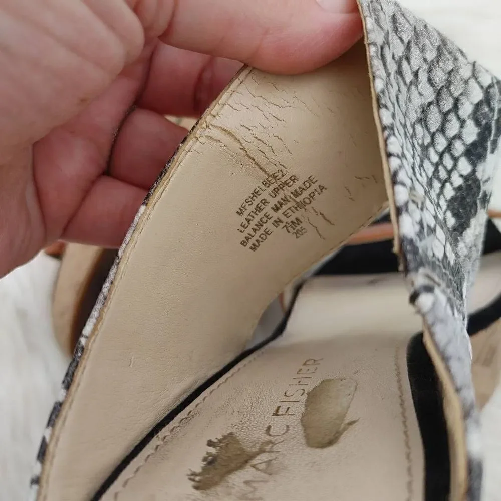 Marc Fisher Shelbee Cork Snakeskin Wedge Women's Size 7.5.